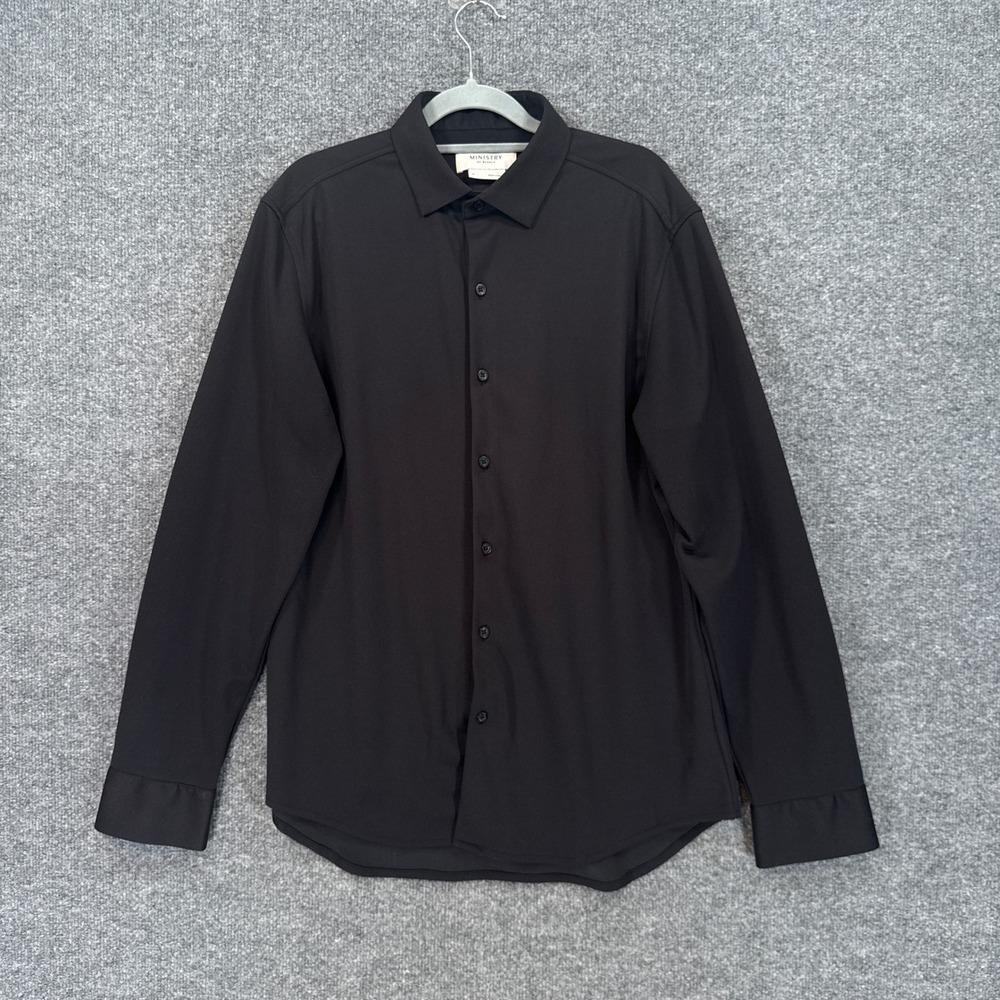 Ministry of Supply Apollo Shirt Mens Medium Black Performance Stretch Breathable